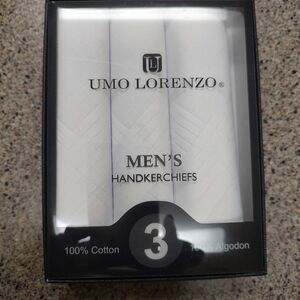 Umo Lorenzo Men's White Cotton Handkerchiefs